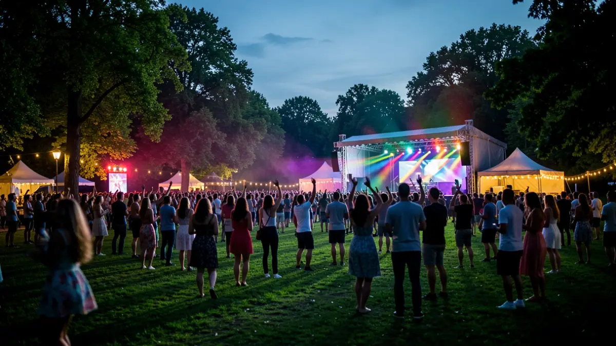 Imatge genèrica d'un festival de música electrònica a l'aire lliure en un parc.