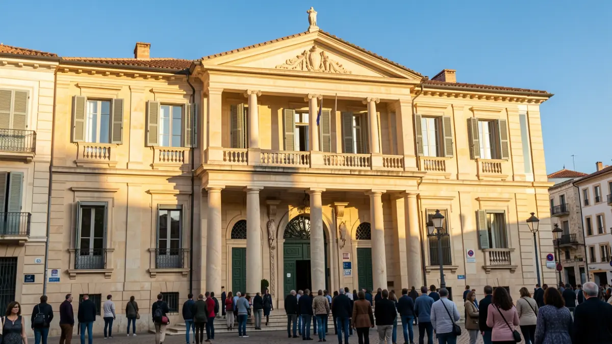 Imagen genérica de un edificio universitario de la UNED con arquitectura mediterránea.