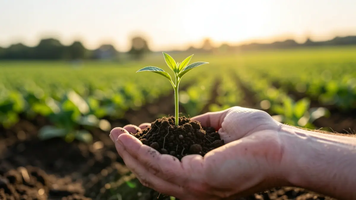 Imatge genèrica de cultiu ecològic amb terra i brot.