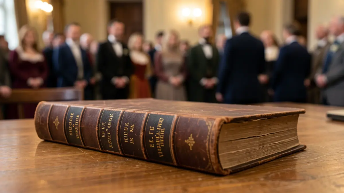 Generic image of an old open book on a wooden table.