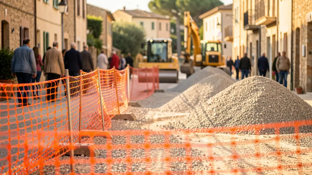 Imatge genèrica d'obres en una carretera d'un municipi.