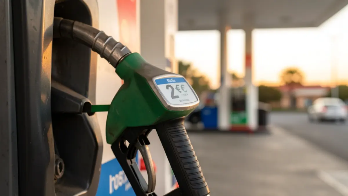Imatge genèrica d'un dispensador de gasolina amb preu superior a 2 euros el litre.