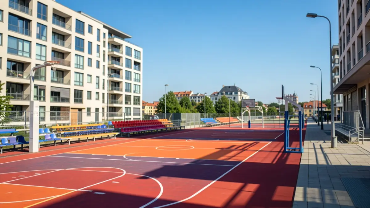 Imagen genérica de la Ciudad de las Artes y las Ciencias con una pista de baloncesto instalada.