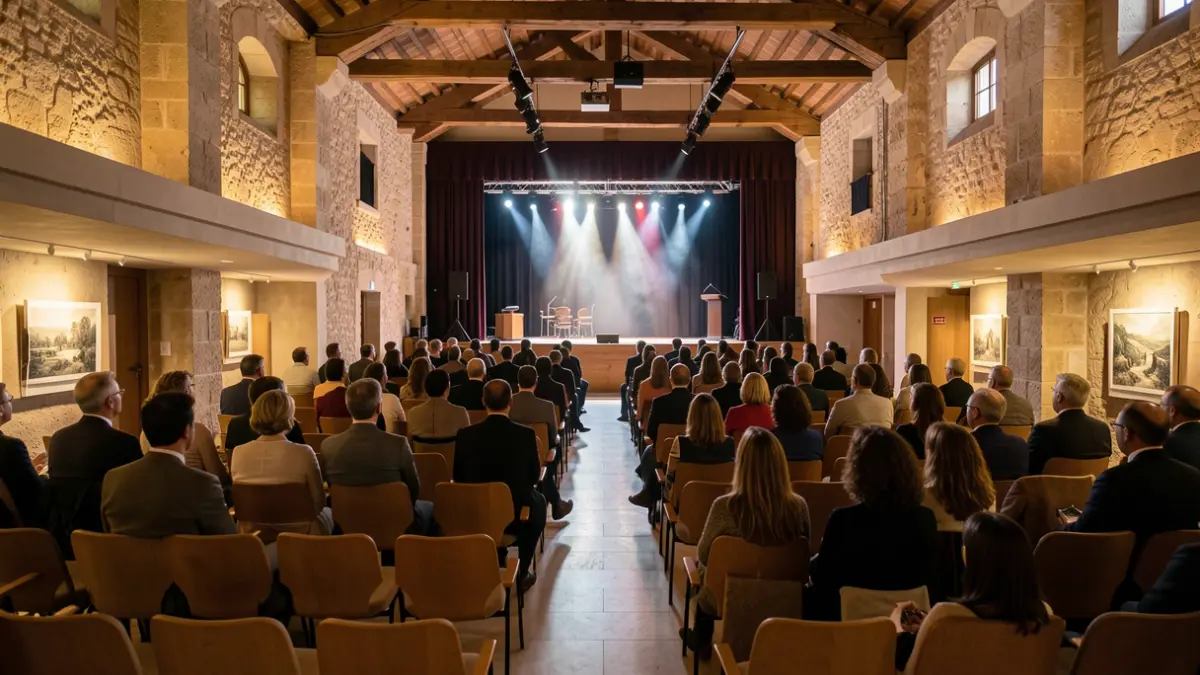 Imatge genèrica d'un escenari cultural amb seients buits.