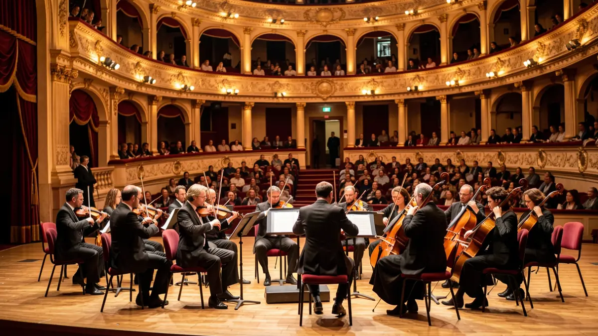 Generic image of a symphony orchestra performing in a theater.