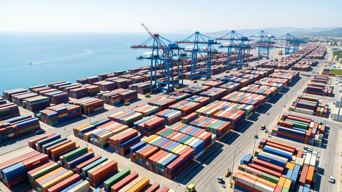 Generic image of a container terminal in a Mediterranean port.