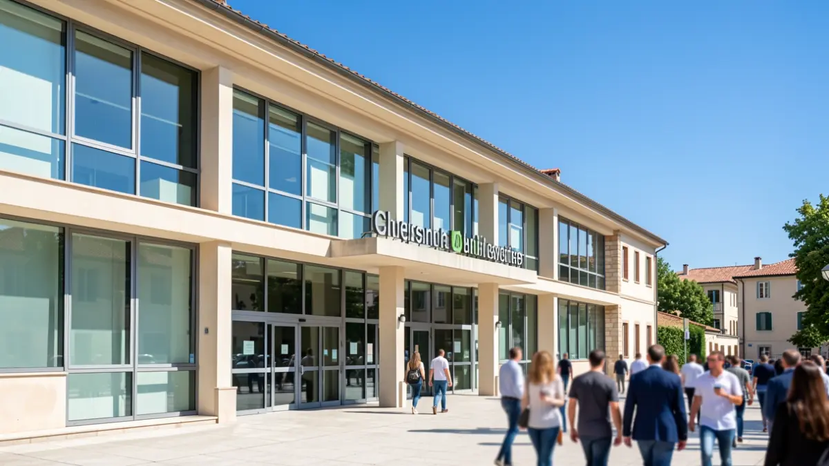 Generic image of a modern university building with Mediterranean architectural elements.