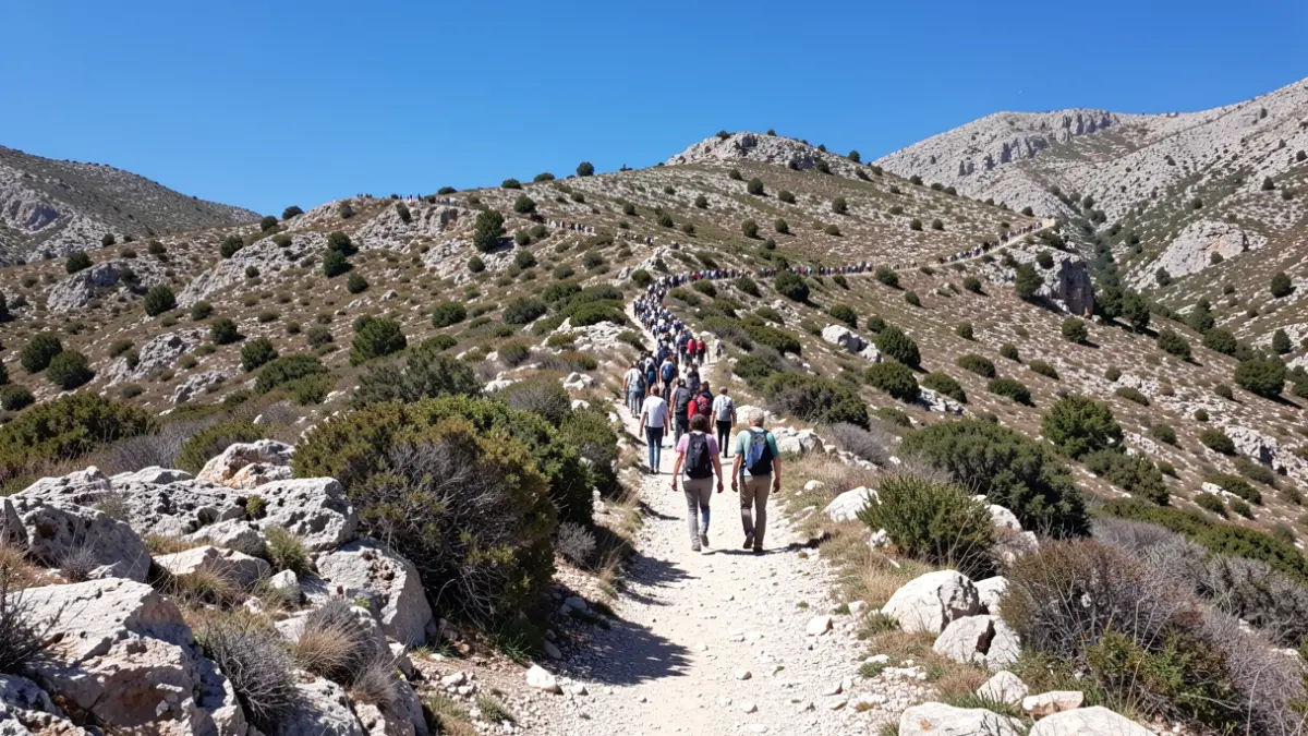 Generic image of a mountain trail in a Mediterranean landscape.
