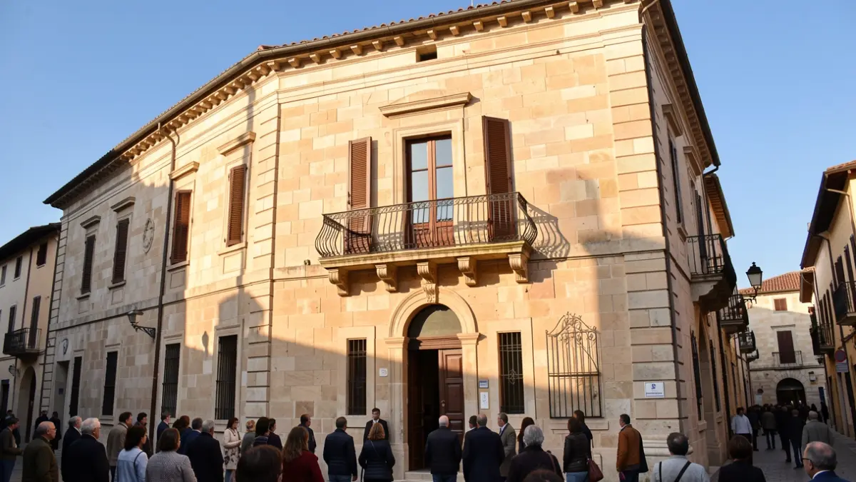 Façana de l'Ajuntament d'Ador en un dia assolellat.