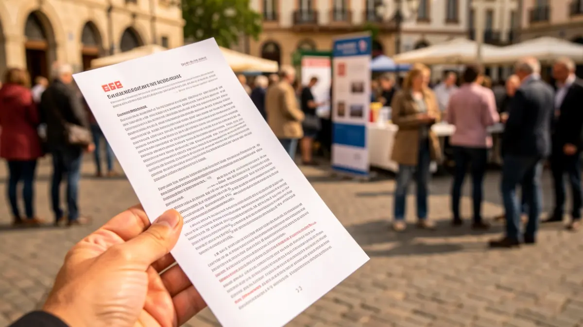 Imagen genérica de una mesa informativa en una plaza pública.