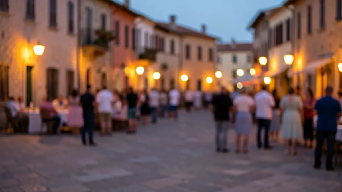Imatge genèrica d'una plaça de poble mediterrani il·luminada al capvespre.
