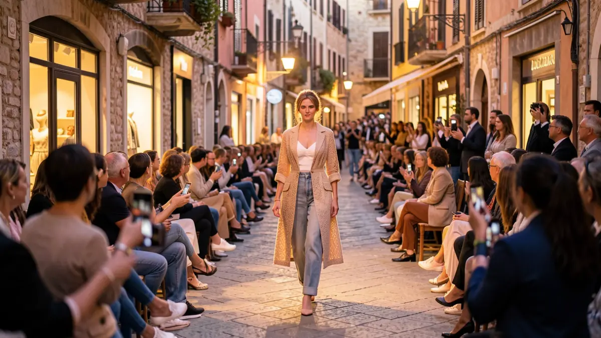 Generic image of an outdoor fashion show on a renovated street.
