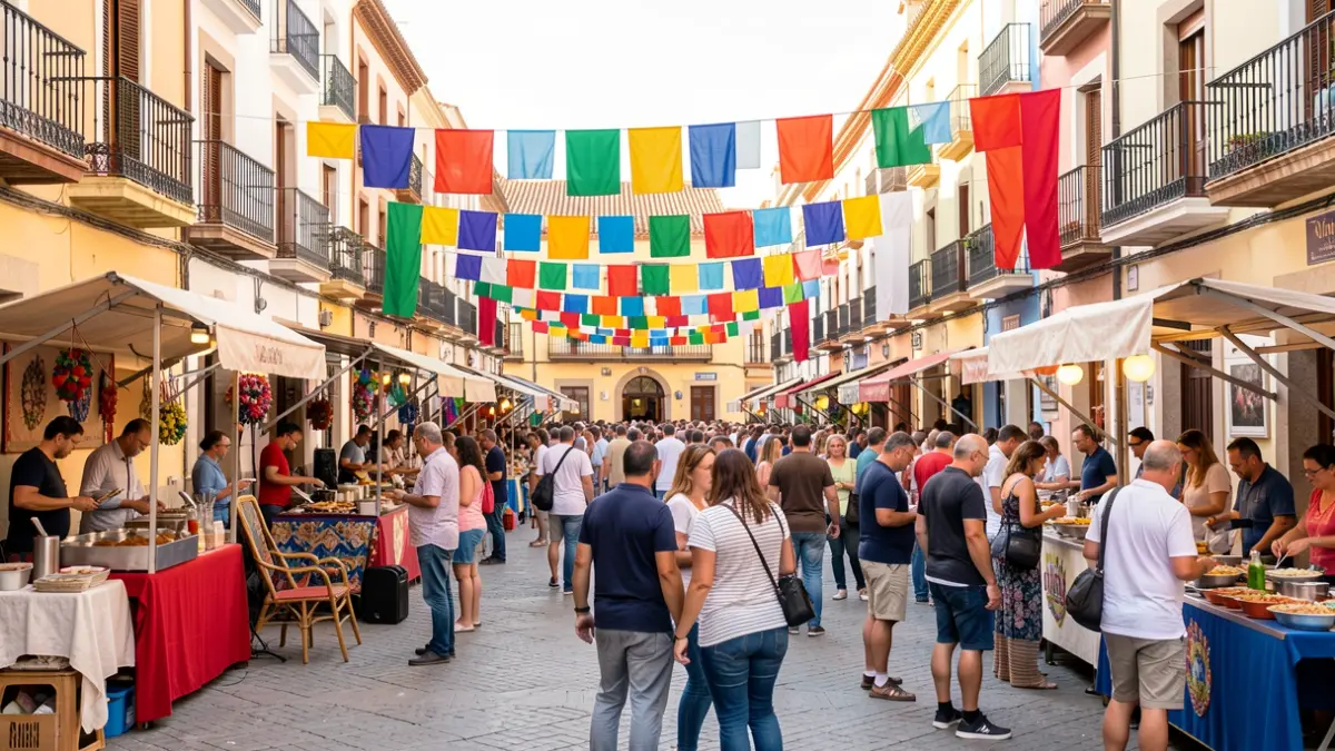 Generic image of a Mediterranean square full of solidarity activities.