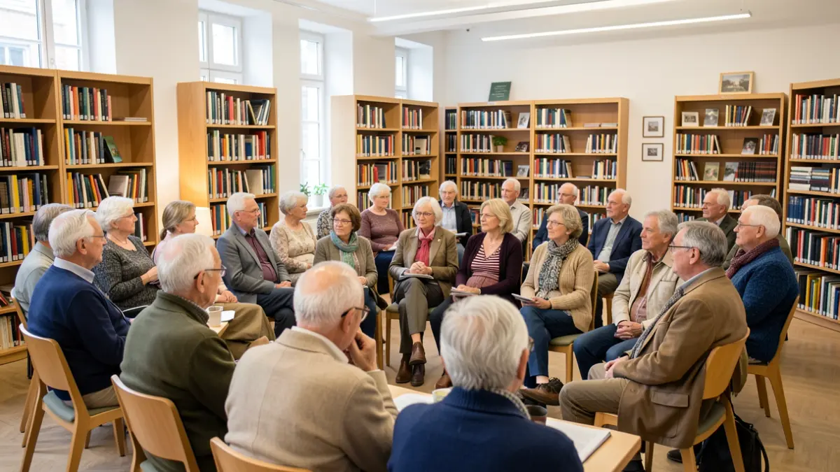 Imagen genérica de personas mayores participando en un taller de memoria en una biblioteca.