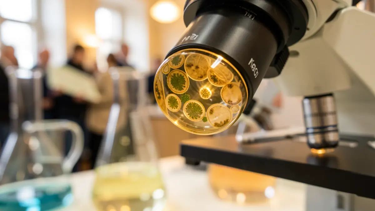 Imagen genérica de microscopio con células vegetales.