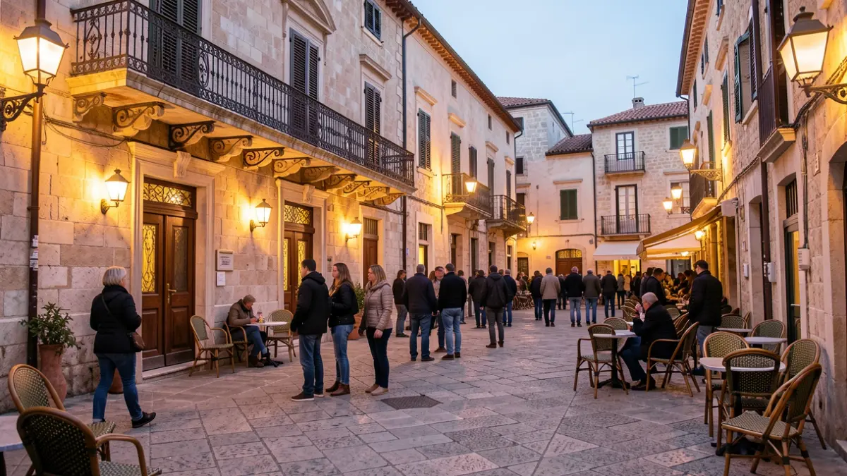 Imagen genérica de la fachada de un ayuntamiento valenciano con balcón y luces de calle.