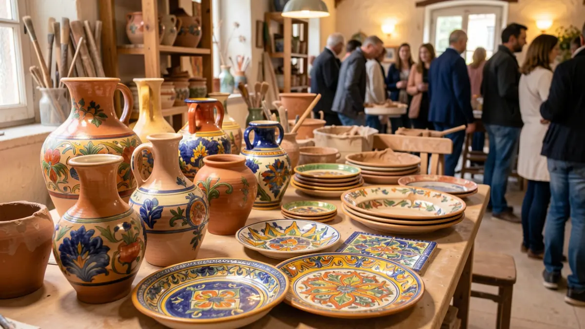 Imatge genèrica de peces de ceràmica artesanal exposades en un taller.
