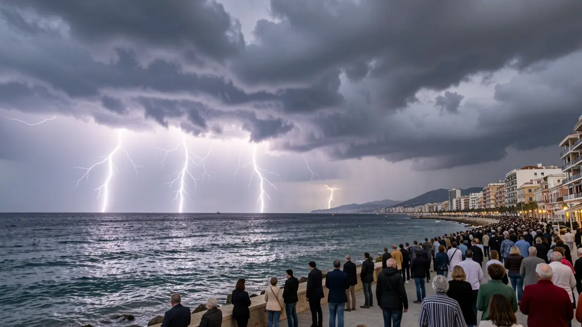 Generic image of storms with lightning over the Mediterranean Sea.