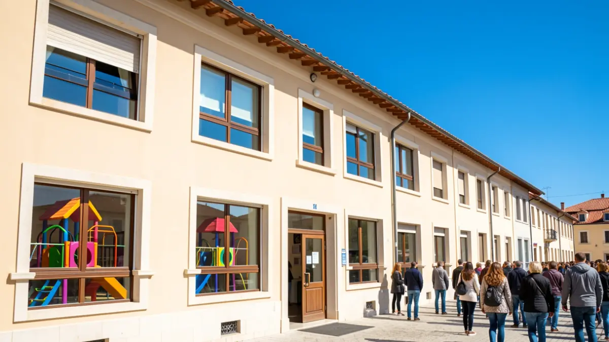 Imatge genèrica d'un col·legi amb equipament infantil.