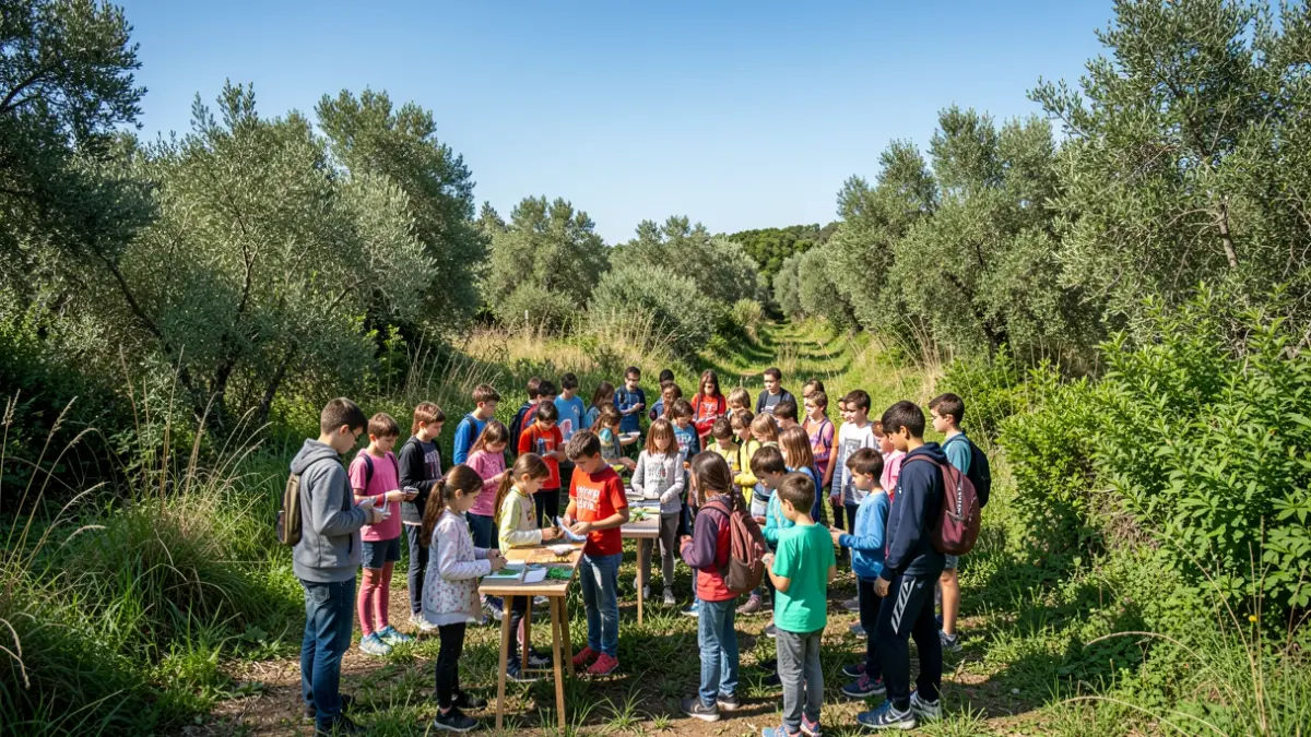 Generic image of schoolchildren participating in an outdoor environmental education activity.