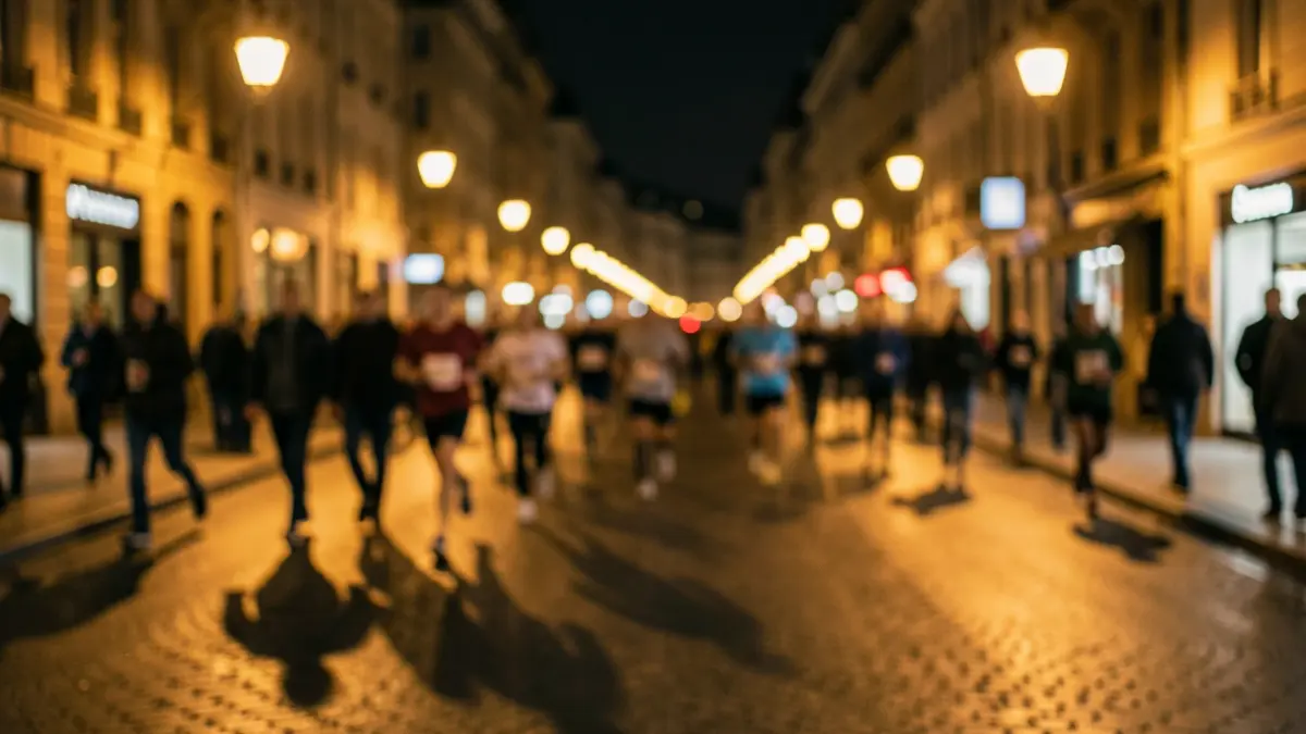 Imatge genèrica d'un carrer urbà il·luminat de nit, amb paviment humit.