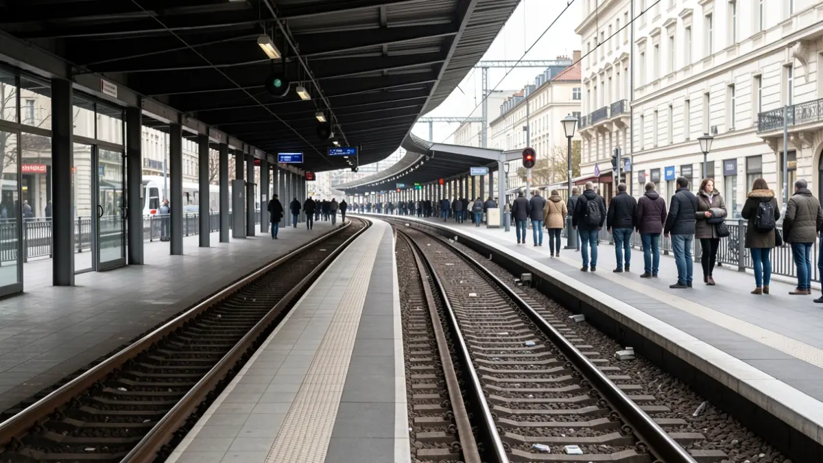 Imatge genèrica d'una andana de metro buida amb vies.