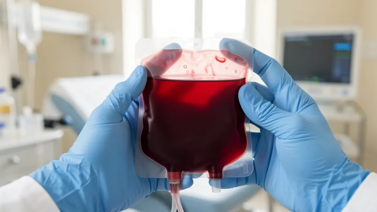 Imagen genérica de bolsas de sangre en un entorno médico.