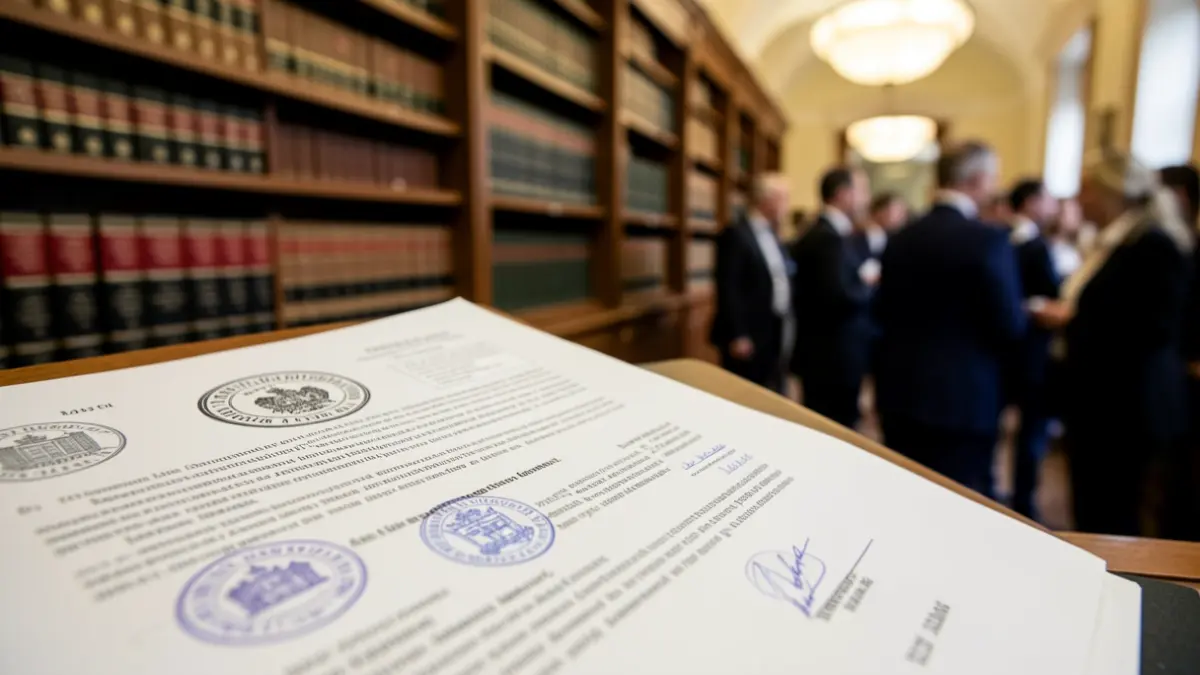 Imatge genèrica d'un document legal amb segells oficials.