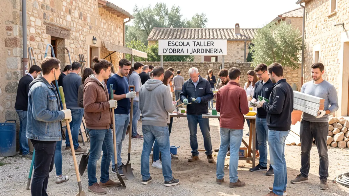 Imagen genérica de un taller formativo con jóvenes aprendiendo oficios.