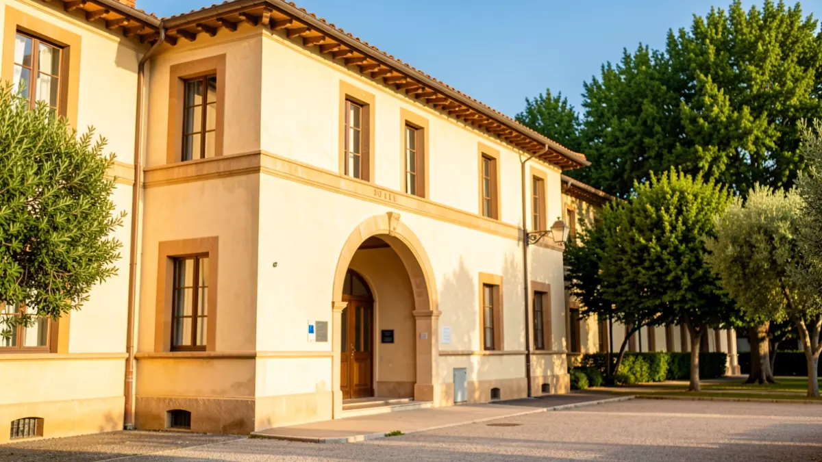 Generic image of a public building with Mediterranean architecture.