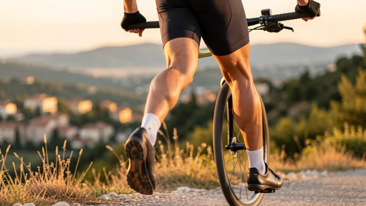 Imatge genèrica d'un ciclista en un paisatge mediterrani.