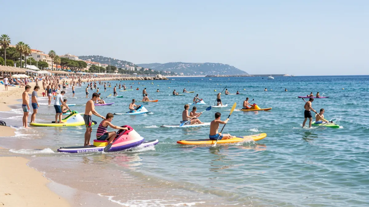 Joves gaudint d'activitats aquàtiques a Oliva.