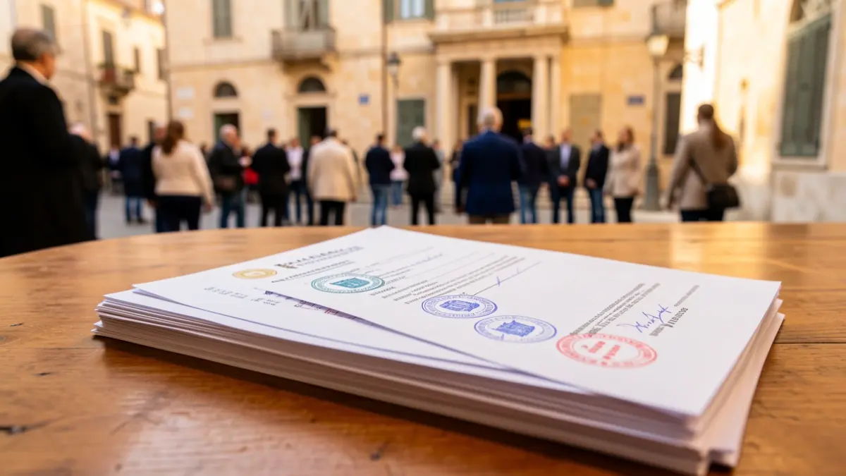 Imatge genèrica de documents oficials amb segells.