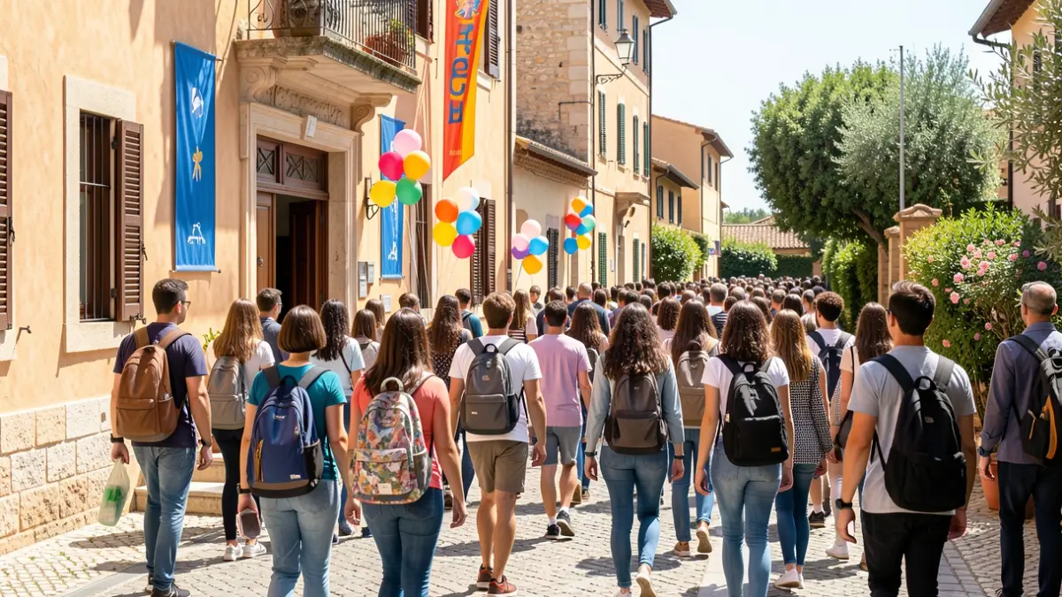 Imatge genèrica de l'inici de curs escolar a Pego amb alumnes entrant a l'escola.