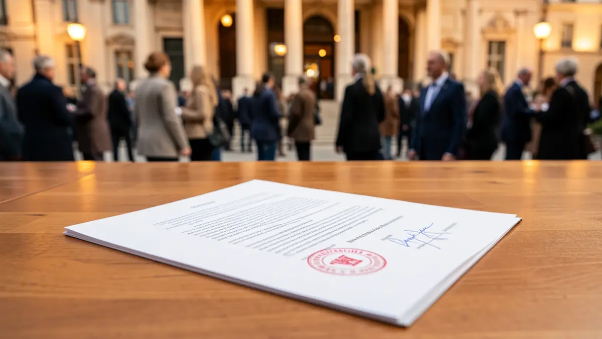 Generic image of an official document with a stamp.