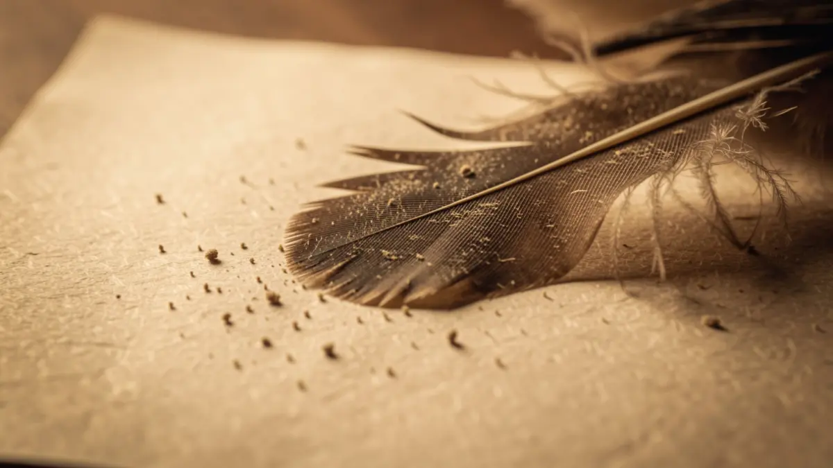 Generic image of a feather and dust on paper, representing Omar Arráez's artwork.