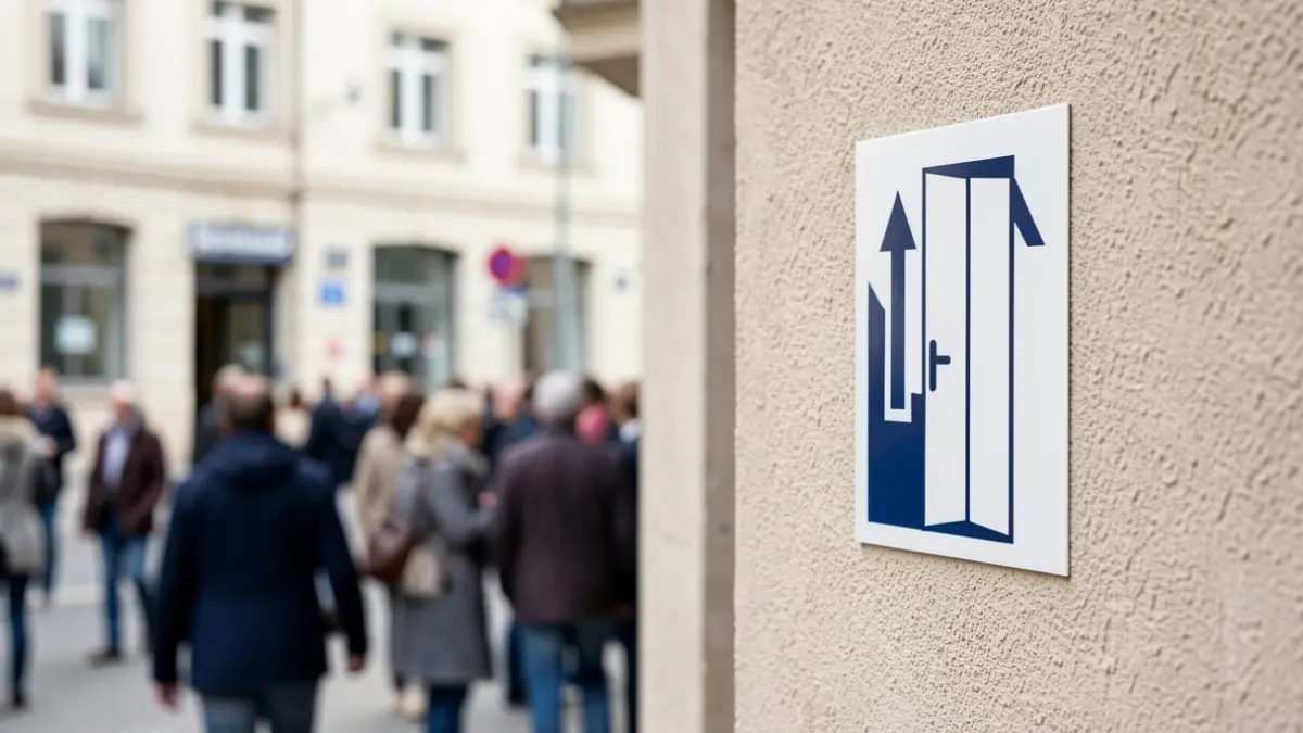 Imagen genérica de un pictograma de accesibilidad en una pared.