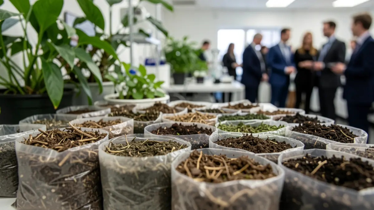 Imagen genérica de diferentes tipos de sustratos para plantas de interior.