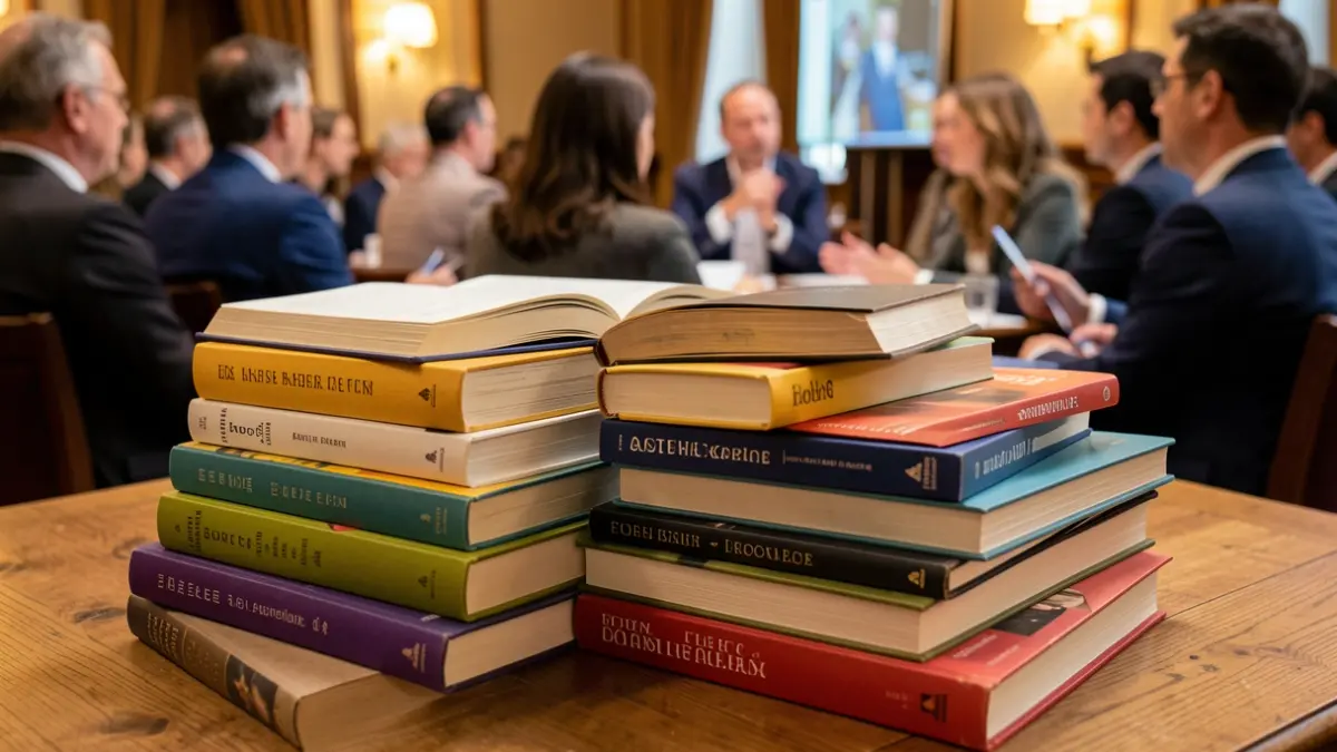 Imatge genèrica de llibres i una presentació.