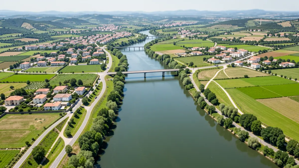 Generic image of a fluvial landscape with infrastructure in the Valencian Community.