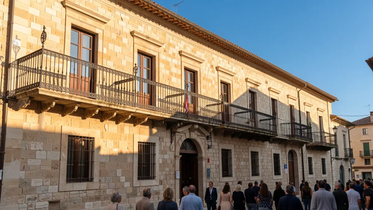 Façana de l'Ajuntament de Sagunt en una vesprada assolellada.