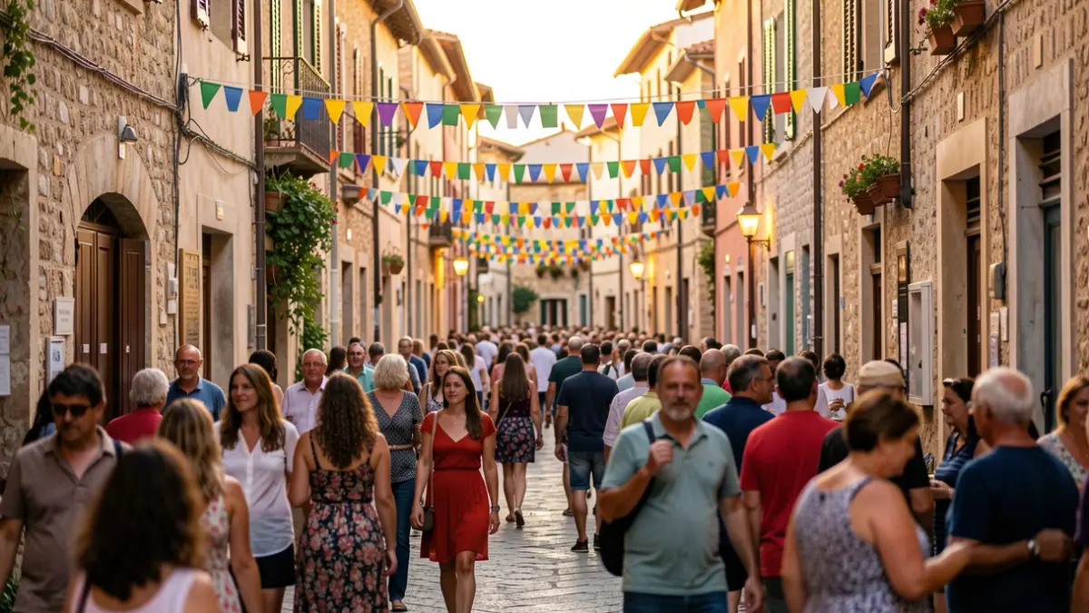 Generic image of a popular festival in a Mediterranean town.