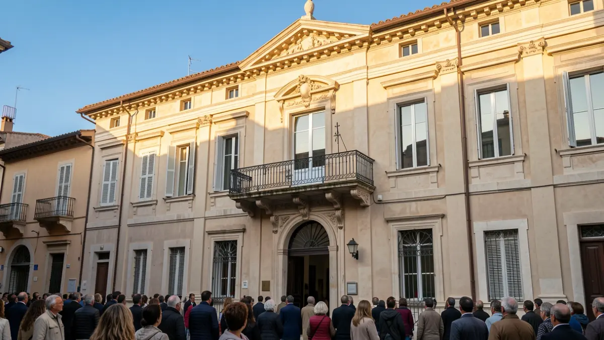 Imatge genèrica de la façana d'un ajuntament mediterrani amb balcó.