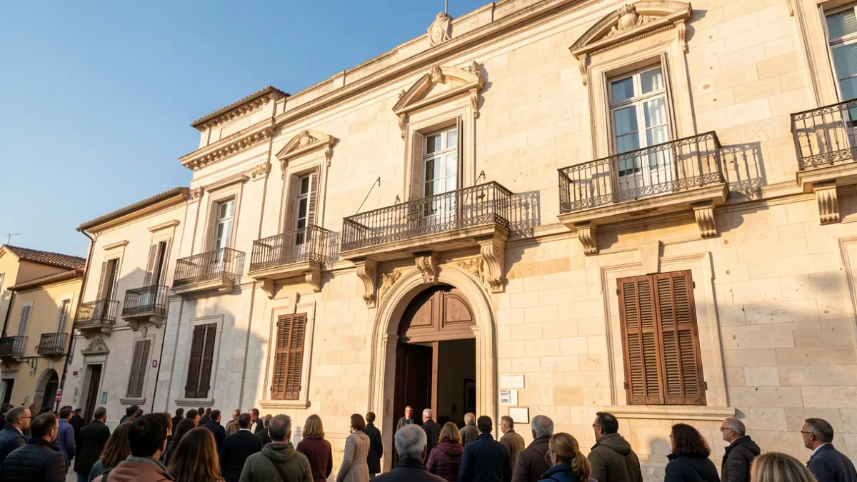 Generic image of a Mediterranean town hall facade.