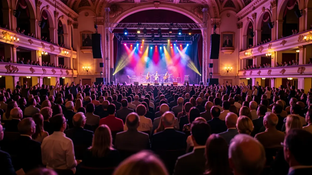 Generic image of a concert with audience and stage lights.