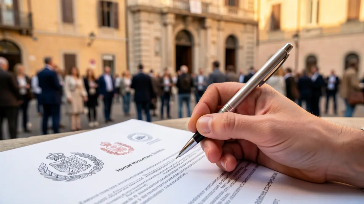 Generic image of a hand with a pen over an official document.