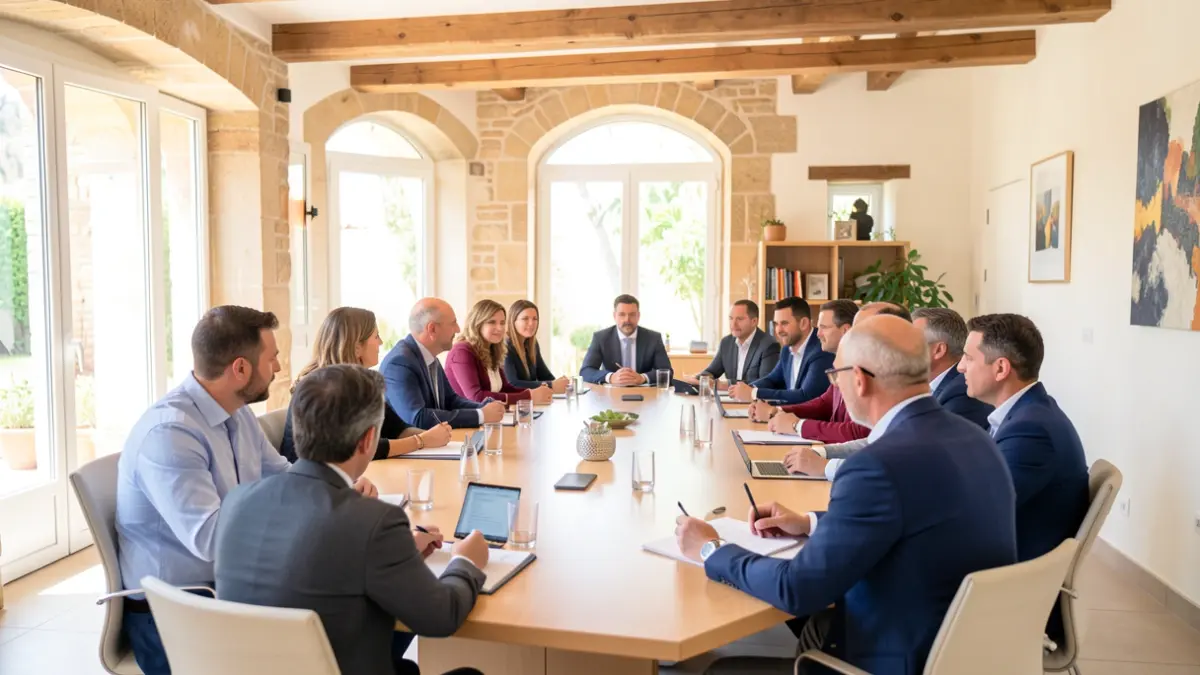 Imagen genérica de representantes de administraciones provinciales debatiendo sobre turismo.