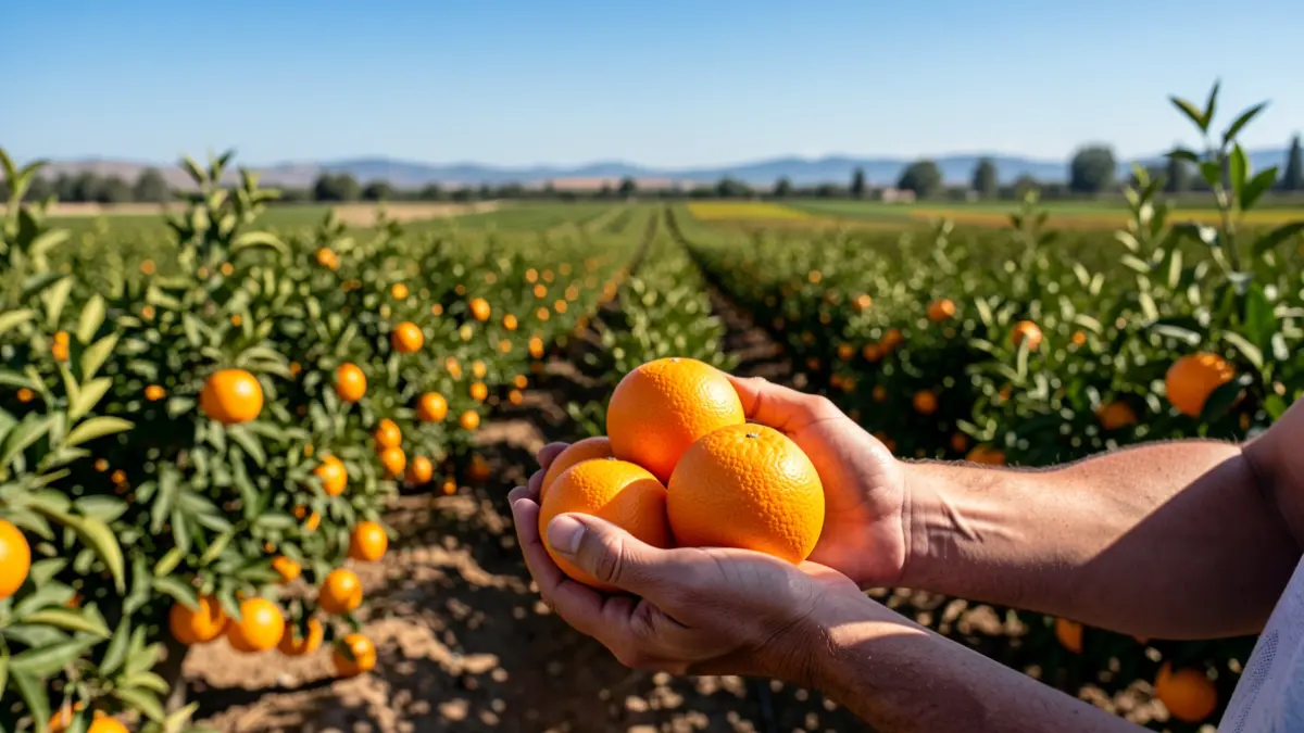 Generic image of a Valencian agricultural field with oranges.