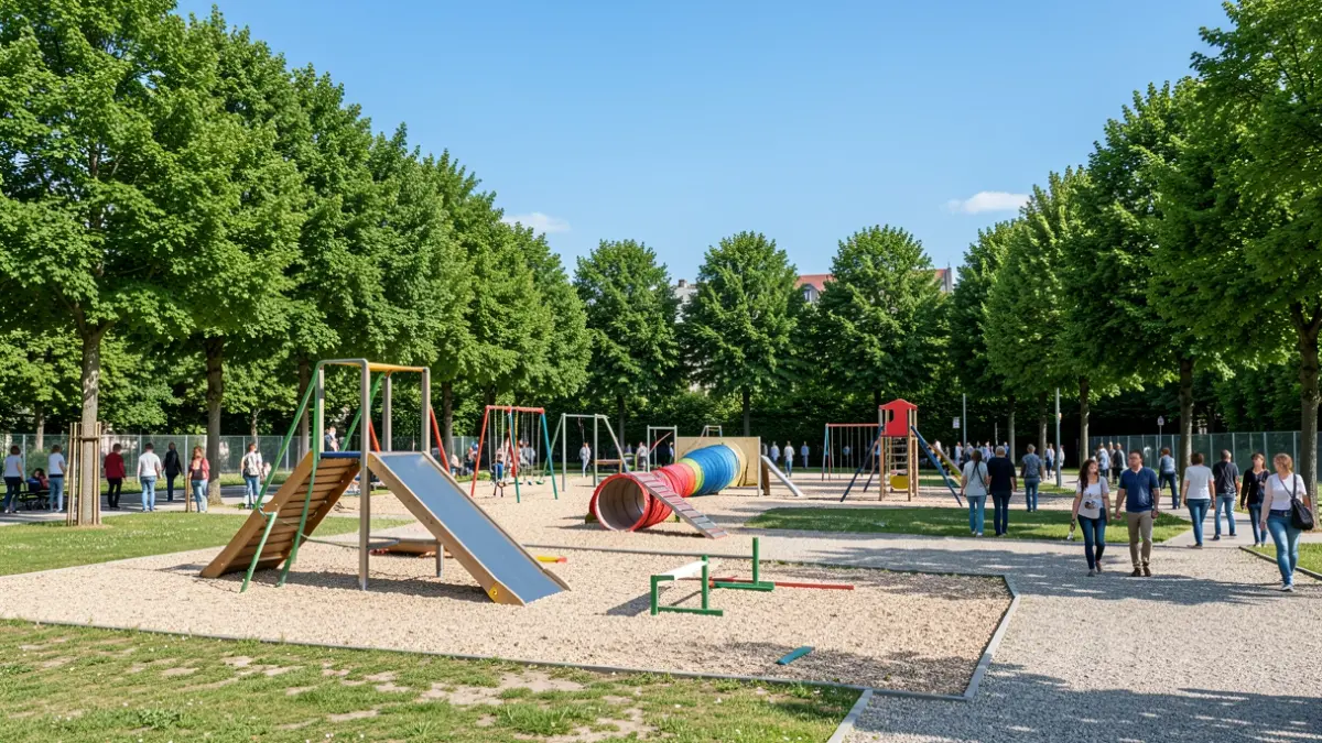 Generic image of an expanded dog park with new equipment.