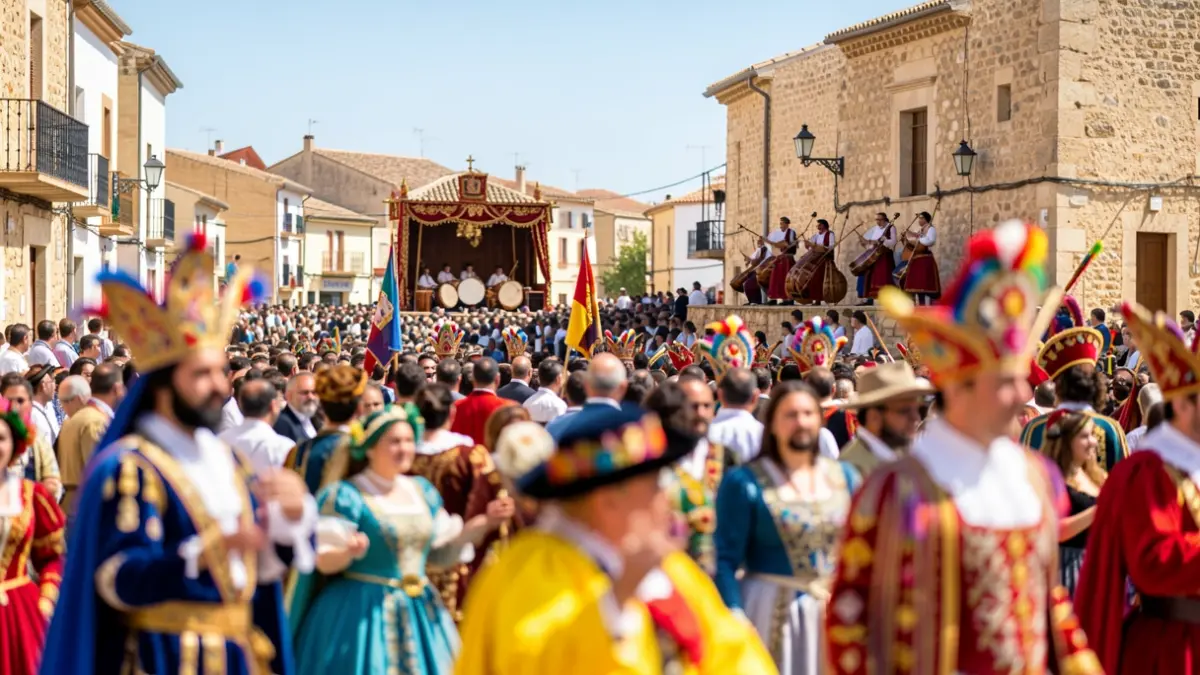 Imagen genérica de la fiesta de Moros y Cristianos en Villena, con ambiente festivo y música.